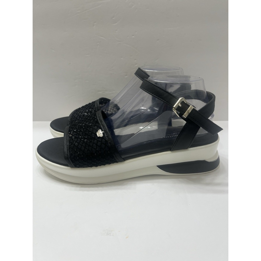 Juicy Couture Ilyza Embellished Ankle Strap Wedge Sandals Black Women's 11